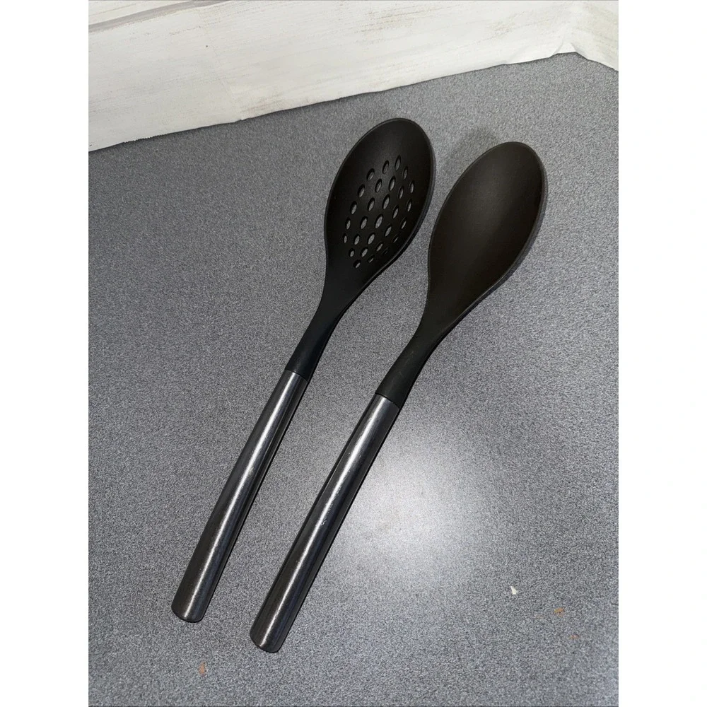 Sabatier Gray Nylon Utensil Set Of‎ 2 SPOONS With Stainless Steel Handles